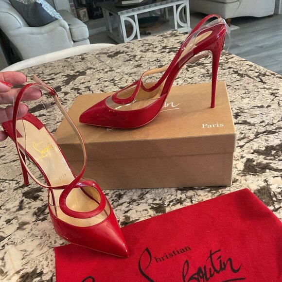 Christian Louboutin RED patent PVC cutout pumps - Picture 2 of 6